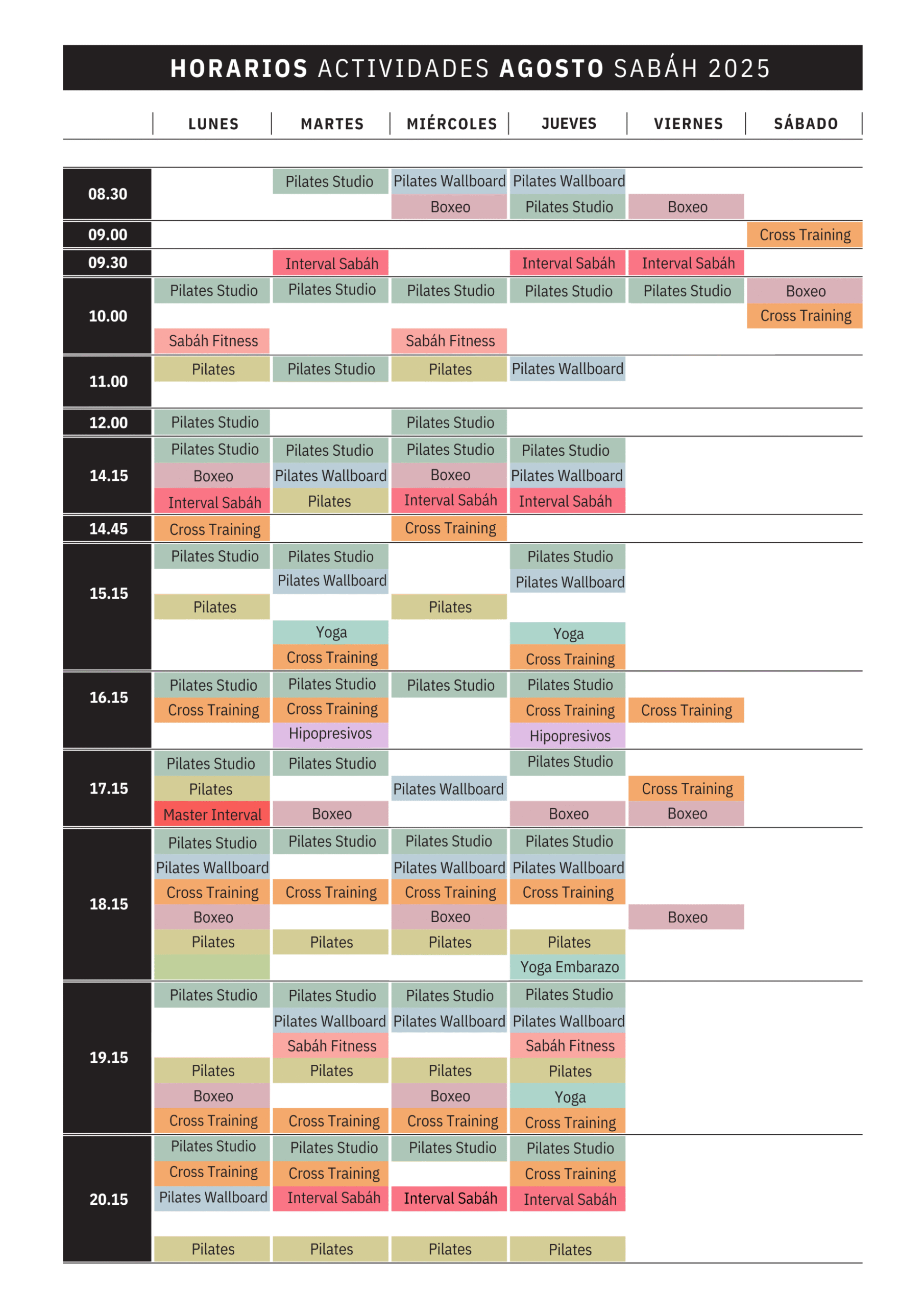 Horario Agosto 2025- 25