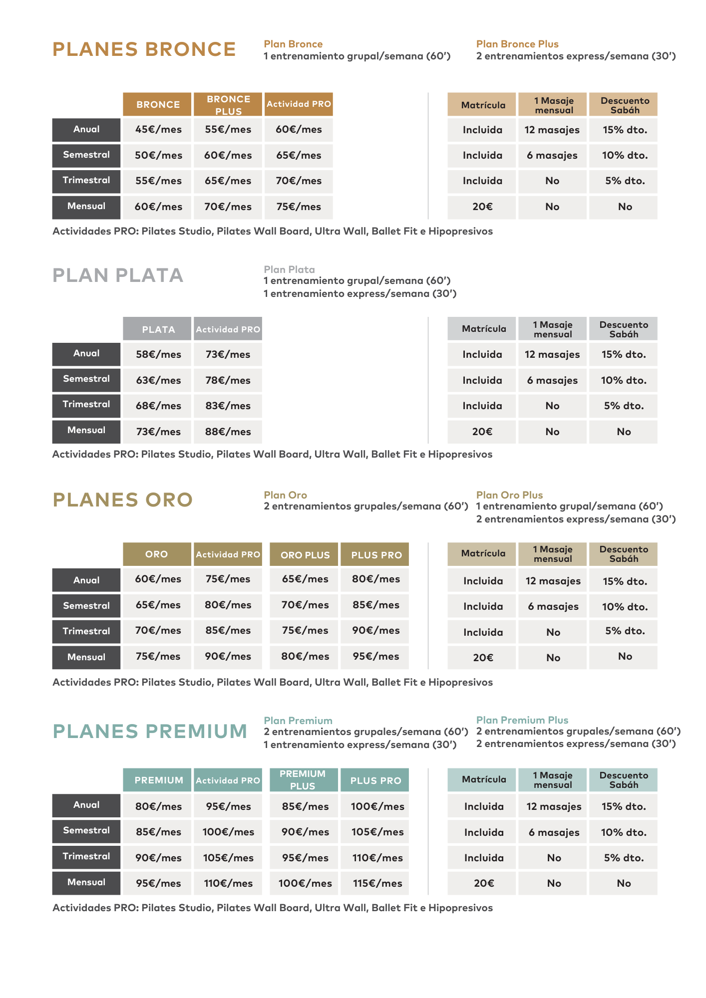 Tarifas actividades 2025 web 23